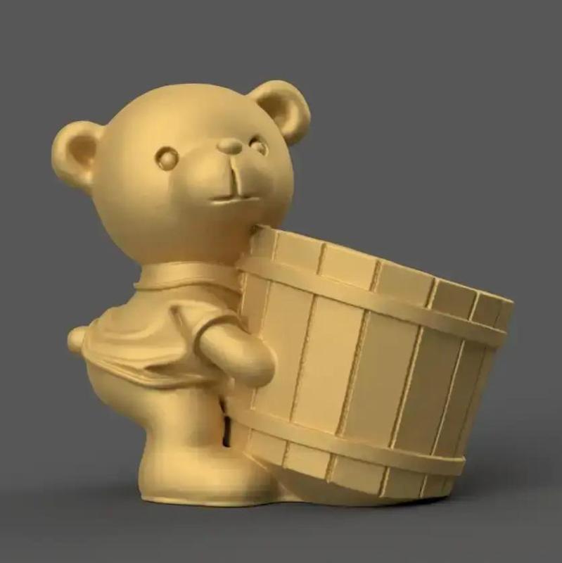 bear planter -  urn - candy container - candle holder