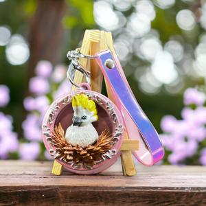 Cockatoo Parrot bird key ring ornament