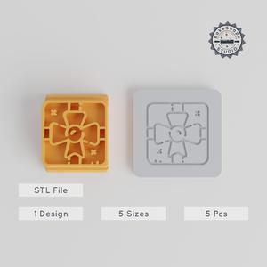 Gift Stamp Tile Set, 5 Motif Sizes for Clay & Cookies, Celebration Design, Christmas & Holiday Present PRODUCT_3877