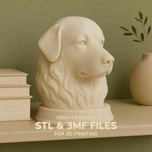Great Pyrenees Dog Bust - Dog Statue - STL 3MF - 3D Printable Dog Model - Pet Memorial