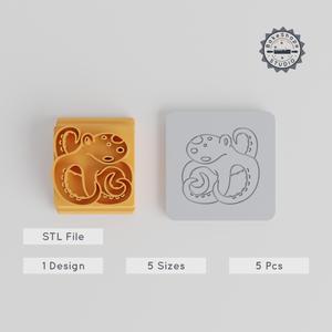 Octopus Stamp Tile Set, 5 Sizes 20-40mm, Perfect for Clay, Cookies & Fondant, Sea Life Motif, Cute Marine Creature Decor PRODUCT_5617