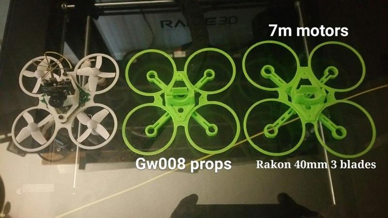 inductrix A/M frame 7mm motors and 40mm rakon 3 blade props