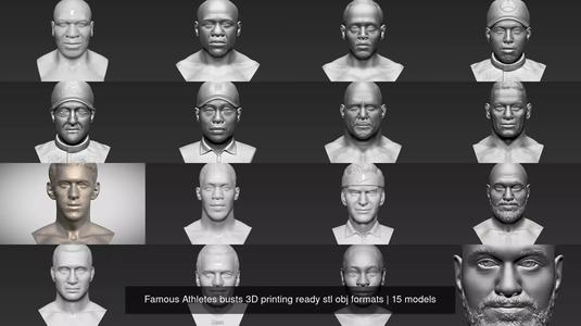 Famous Athletes busts 3D printing ready stl obj formats 3D Model Collection