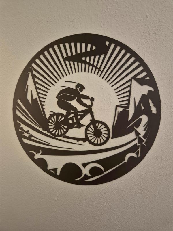 Cyclist Speeding Through Mountains – Line Art Illustration