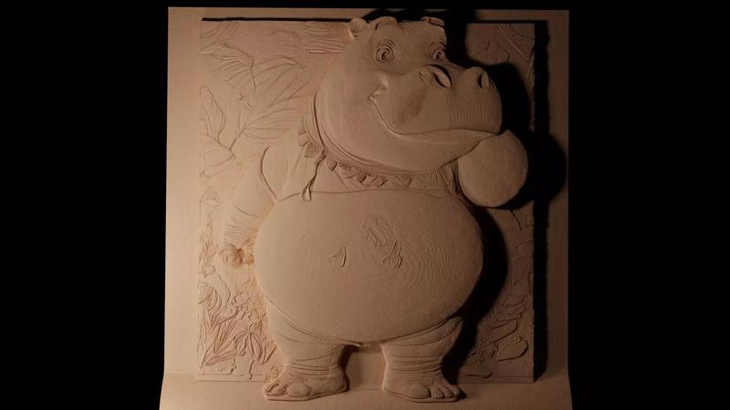 Gloria the Hippo CNC 3d Print High Relief Sand Casting