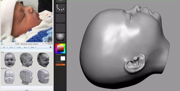 Fetus Head 3d model low-poly and highpoly