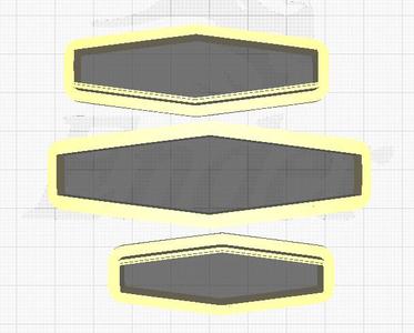 SET OF 9 MOD Long Hexagon HUGGIE, HOOP, BARRETTE HAIRCLIP, OR KEYRING CUTTERS FOR POLYMER CLAY - SHARP CUTTING EDGES!