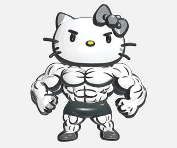 Hello kitty on steroids - Muscle Kitty the ultimate swole muscle mommy