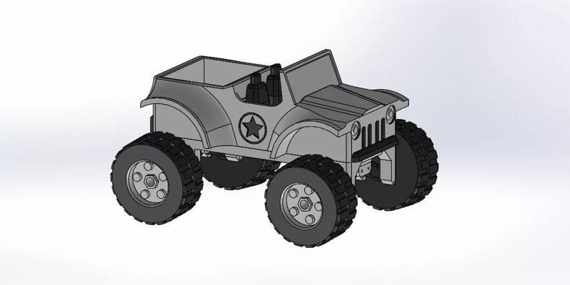 Jeep car toy with individual suspension