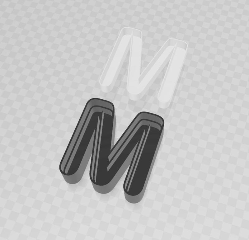 LED letter M body + cover