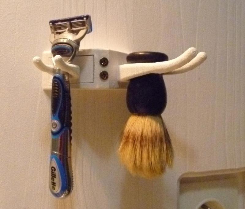 Razor and shaving brush holder