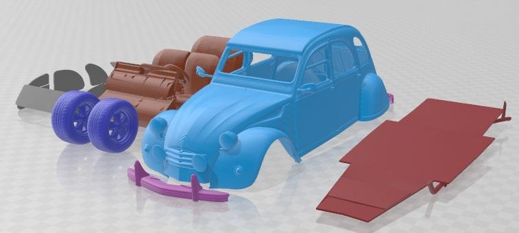 Citroen 2CV 1970 Race Printable Car