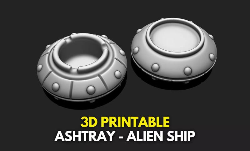 Ashtray Cigarette Holder Alien Ship - STL File for 3D Printing