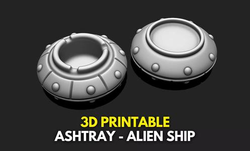Ashtray Cigarette Holder Alien Ship - STL File for 3D Printing