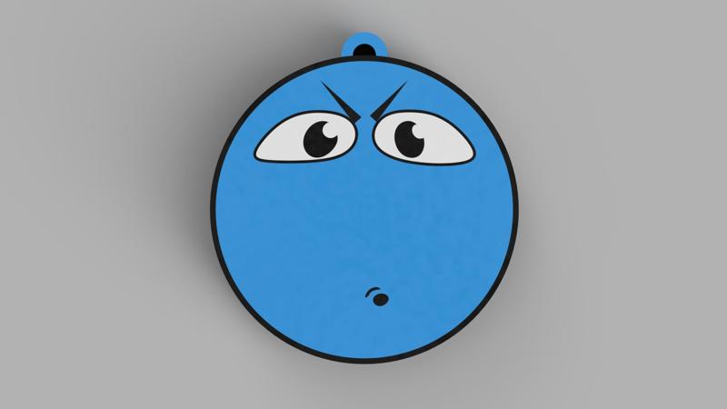 Blue Emoji - Hmmm - Keychain, Earring, Bagcharm