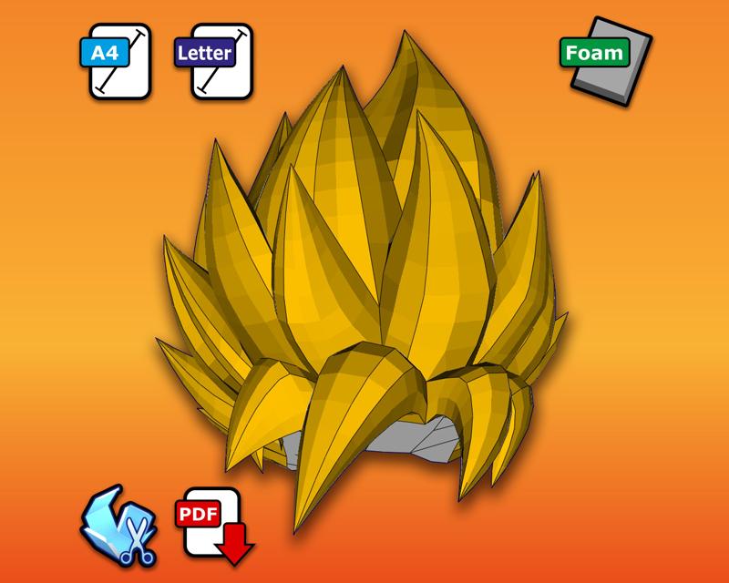 Goku SSJ Wig - Pepakura 3D Template