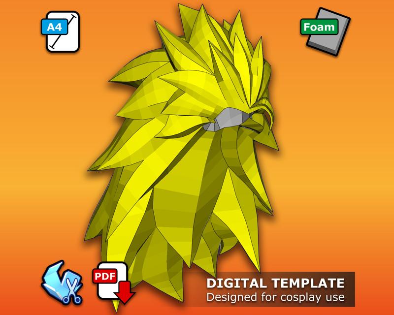 Goku SSJ LV3 - Dragon Ball - Pepakura 3D Template