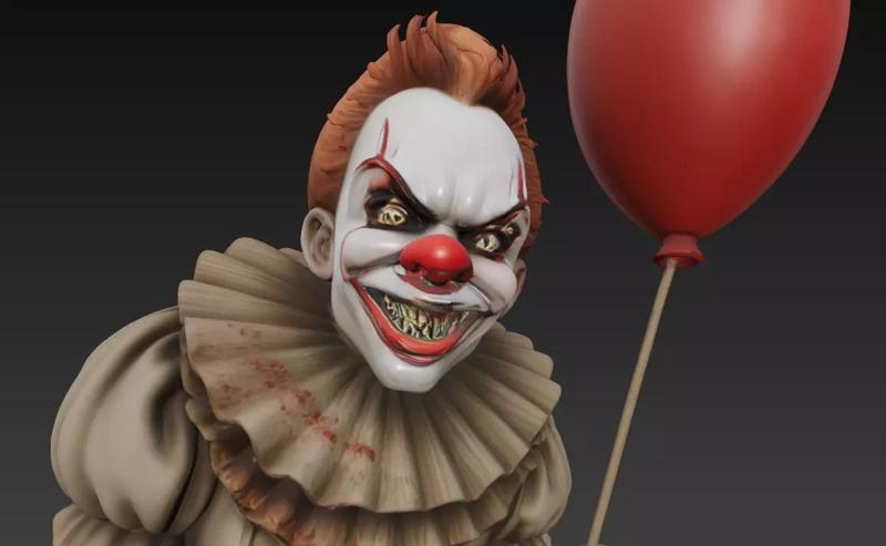 Evil Clown with Balloon - Stylized Horror Character