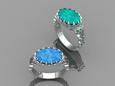 Men's oval turquoise ring