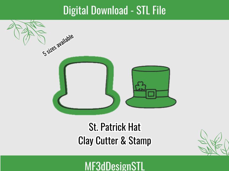 St. Patrick's Day Hat Polymer Clay Cutter and Stamp | Digital STL File for Polymer Clay | Spring 2024 Clay Cutters