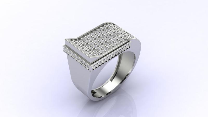 Gents Ring Print Ready STL 3DM Gents Rings Diamond Men Ring 3D print model