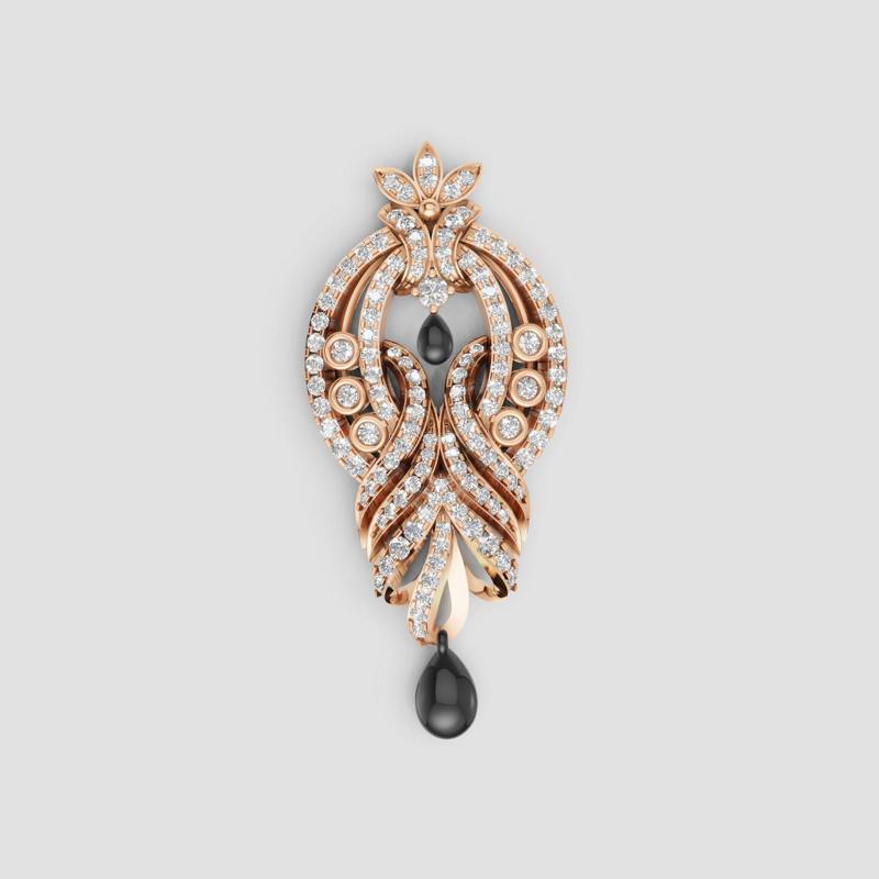 3D Cad jewelry design of Lady diamond Necklace with Gem stone