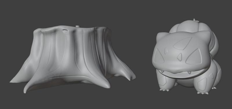 Bulbasaur on Stump – Pokémon Decorative Model