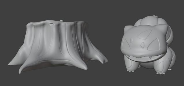 Bulbasaur on Stump – Pokémon Decorative Model