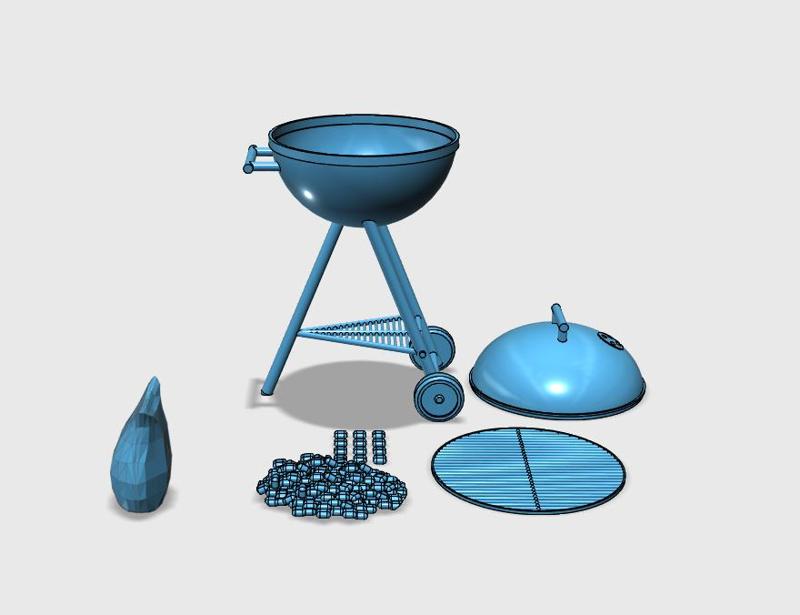 Diorama BBQ Grill With Charcoal