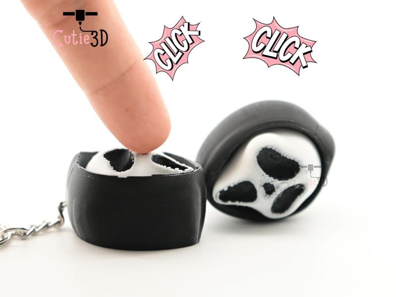 Cutie3D Halloween Scream Face Keycap Fidget Clicker Keychain - Cute Backpack Keychain