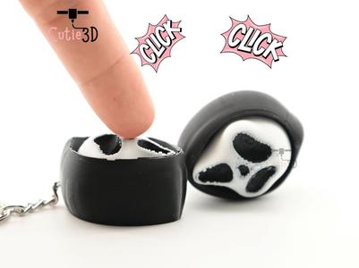 Cutie3D Halloween Scream Face Keycap Fidget Clicker Keychain - Cute Backpack Keychain