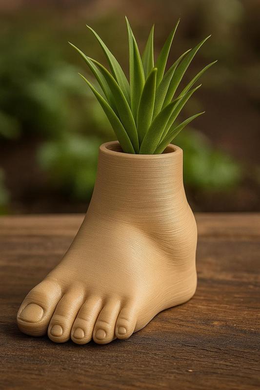 Human Foot Planter Bundle – 2 Realistic 3D Printable Foot Pots (With and Without Plant)