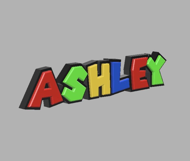 ASHLEY - 3D Super Mario Themed Custom Name Plate / Sign