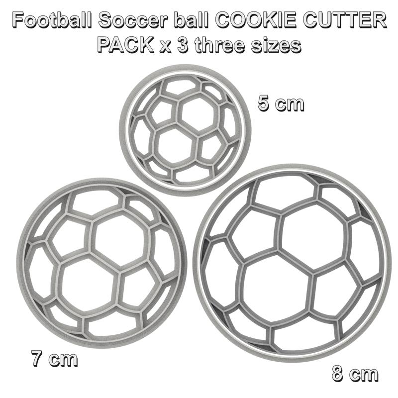 football soccer ball COOKIE CUTTER - PACK x 3 Three sizes