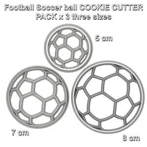 football soccer ball COOKIE CUTTER - PACK x 3 Three sizes