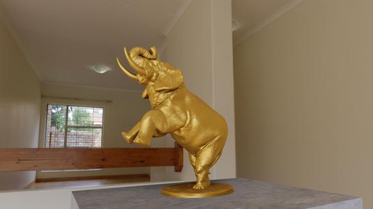 elephant trunk raised raising statue STL 3d print file