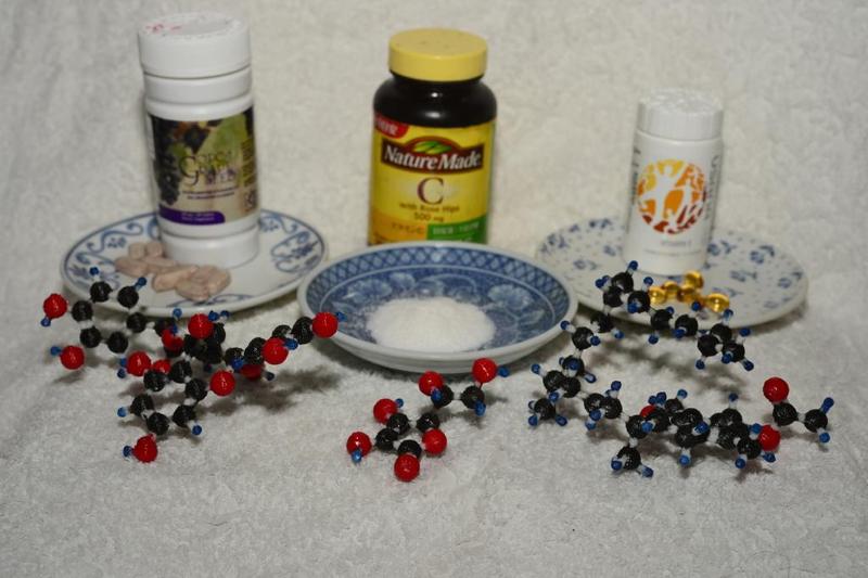 Vitamin C, E and OPC - OpenSCAD generated from chemical SDF files
