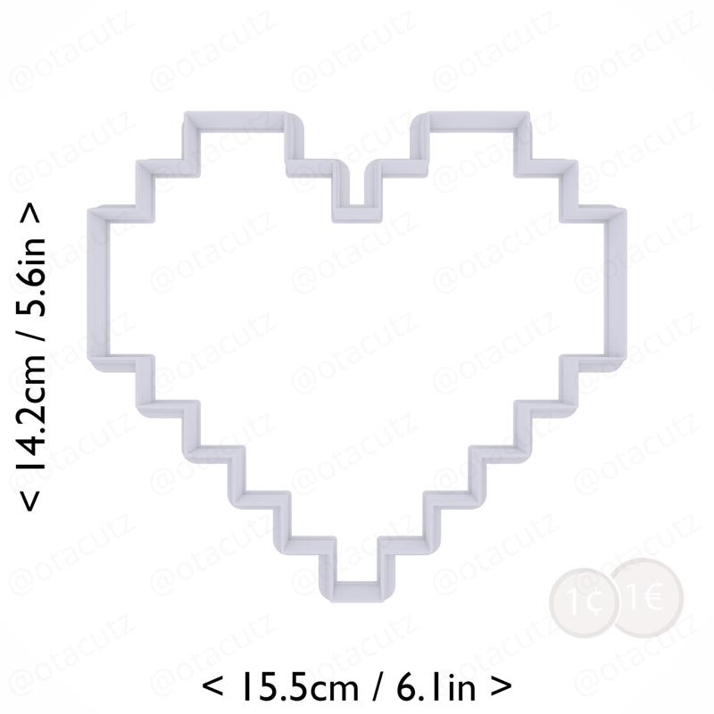 Pixel Heart Cookie Cutter 5.75in / 14.6cm