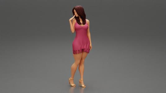 Beautiful Ashamed Woman Posing In A Short Dress