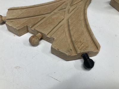 Male end piece for repairing wooden train switches