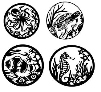 4pcs sea creatures Wall Decor