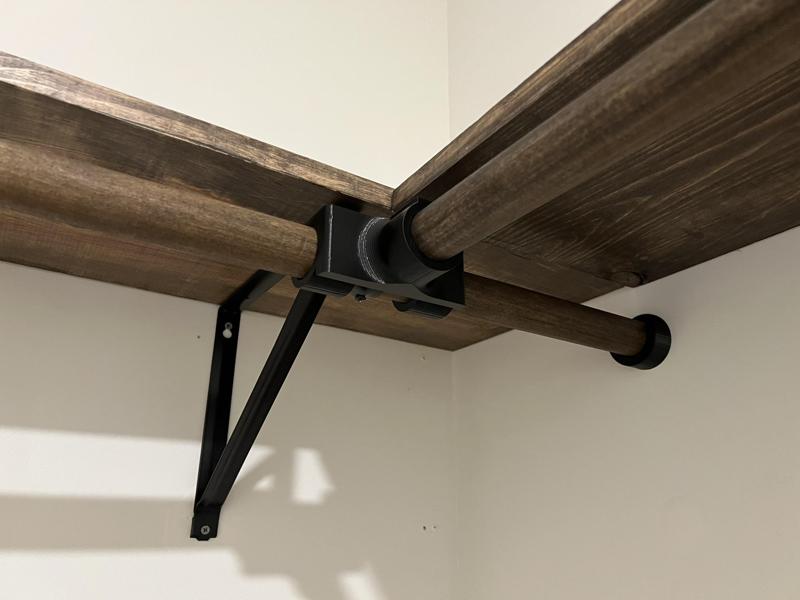 Wide 1-3/8in (~35mm) Closet Rod T Connector