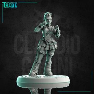 (0185) Female street fighter post apocalyptic warrior with cyber arm