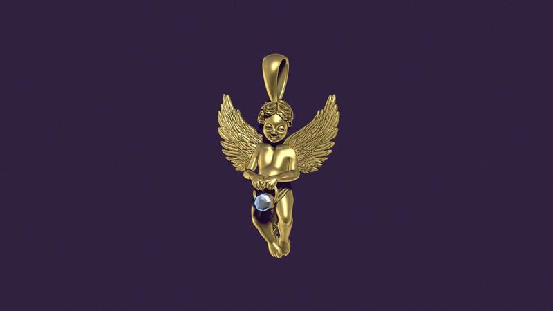 Angel Pendant with Gemstone Setting