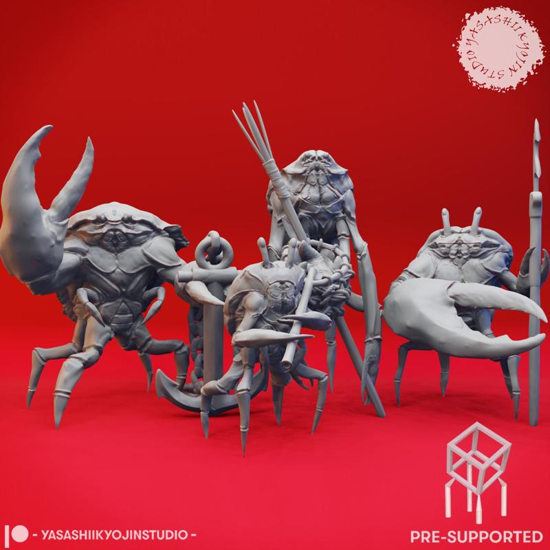 Cast of Crabfolk - Tabletop Miniatures (Pre-Supported)