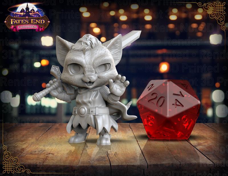 Cass the Cat Fighter Miniature - Pre-Supported