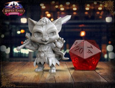 Cass the Cat Fighter Miniature - Pre-Supported