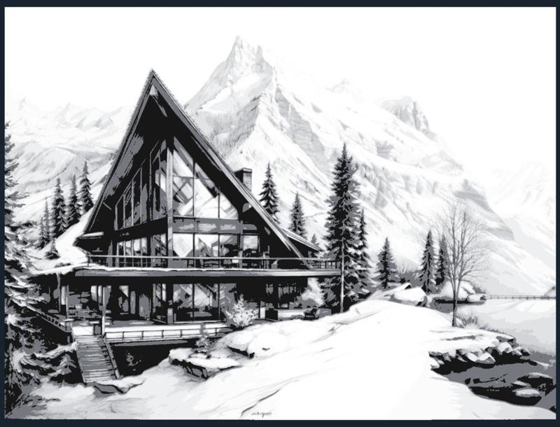 Lake house in the mountains 