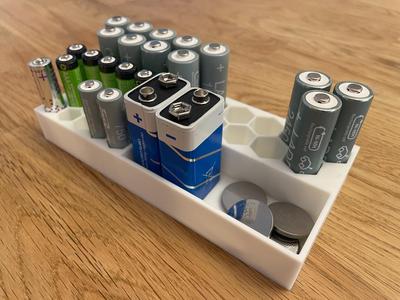 Hexagonal Battery Organizer with Battery Tray