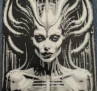 Giger-esque alien woman. Cyborg hybrid